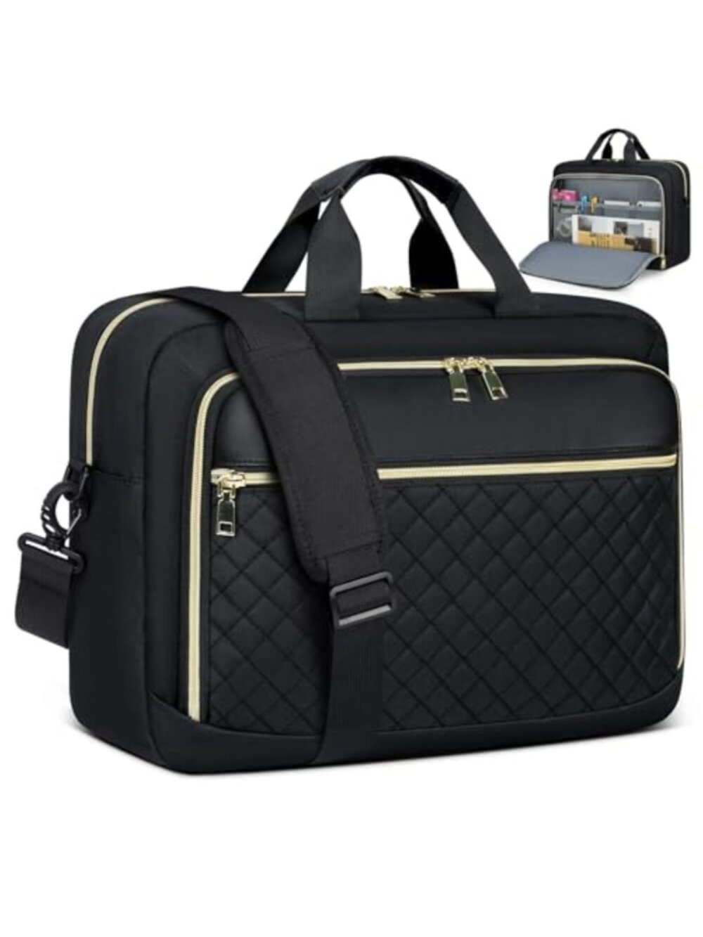 17.3 Inch Laptop Bag Briefcase Large Work Tote Polyester PU Leather